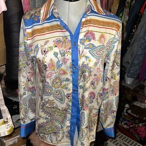 Zara Multicolor Paisley Button Down Shirt